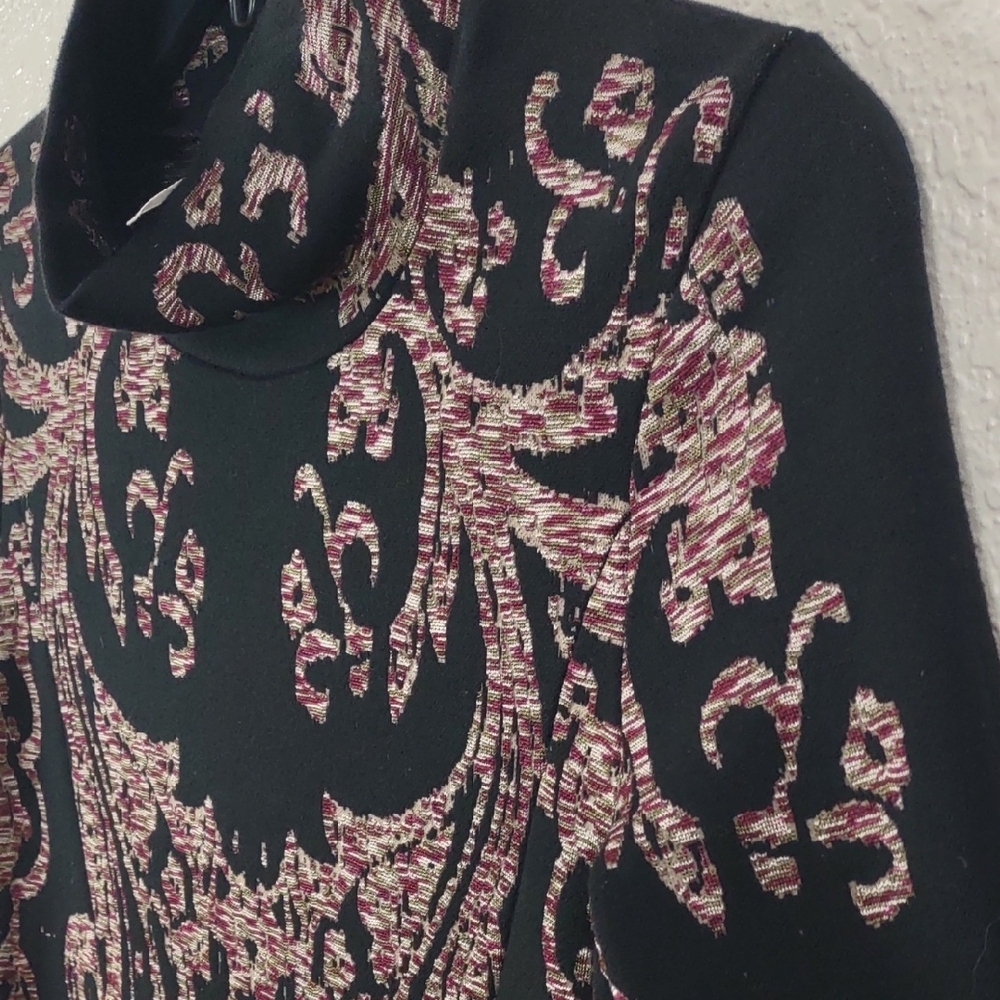 Free People Elegant Black and Wine Patterned Drees, Size S. - Picture 3 of 17